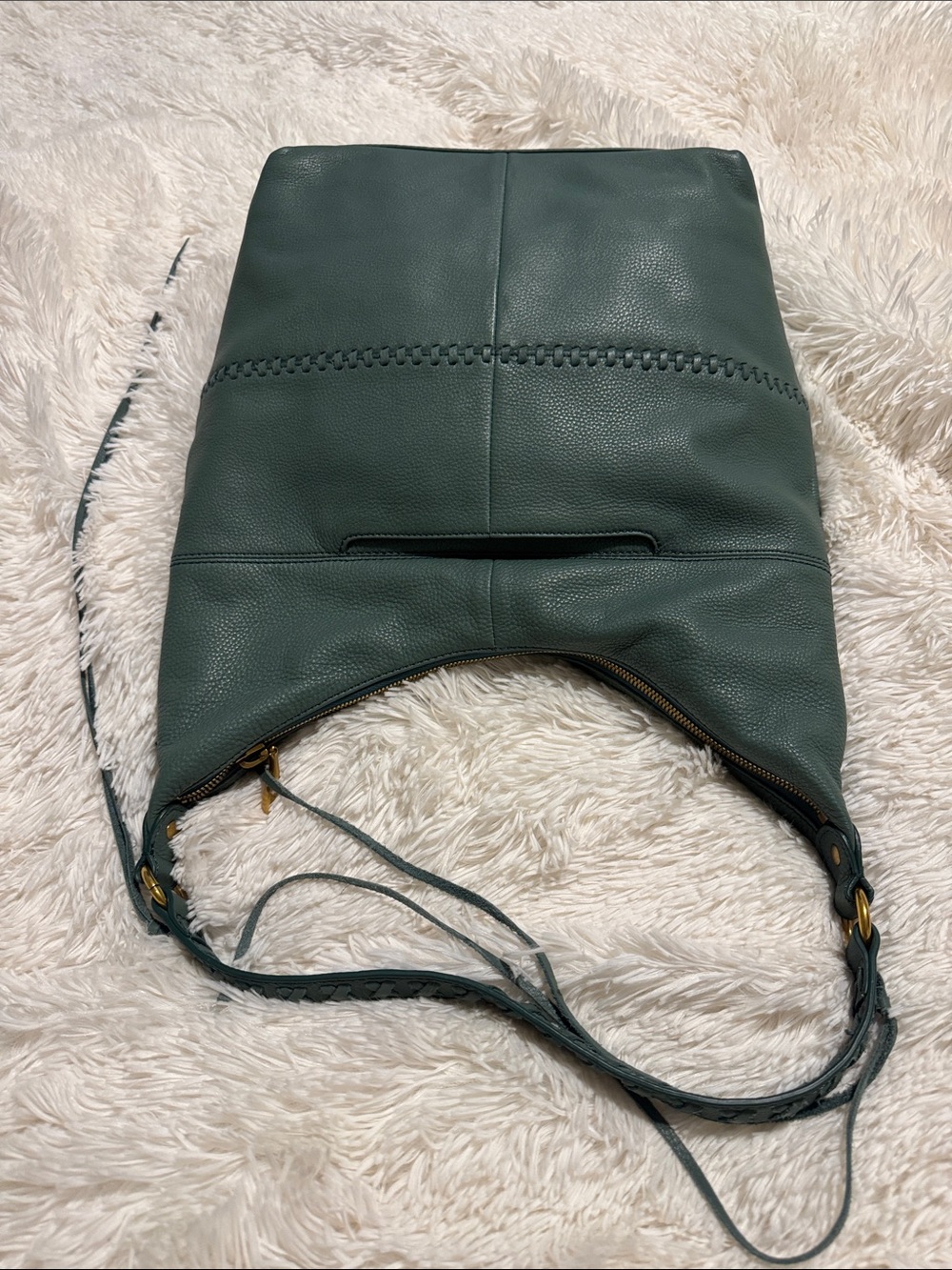 HOBO Entwine Meadow Green Leather Braided-Handle Hobo Bag - Picture 7 of 13